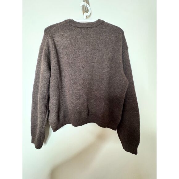 H&M Brown Cozy Knit Sweater Medium Soft Crewneck Relaxed Minimalist Fall Winter - Picture 3 of 5